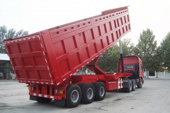 Hydraulic cylinder Heavy Duty Tipper Rear dump truck trailer for Stone , Metal